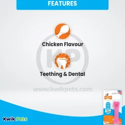 Nylabone Puppy Teething & Soothing Flexible Chew Toy Chicken Flavor Pink XS/Petite - Up To 15 lbs
