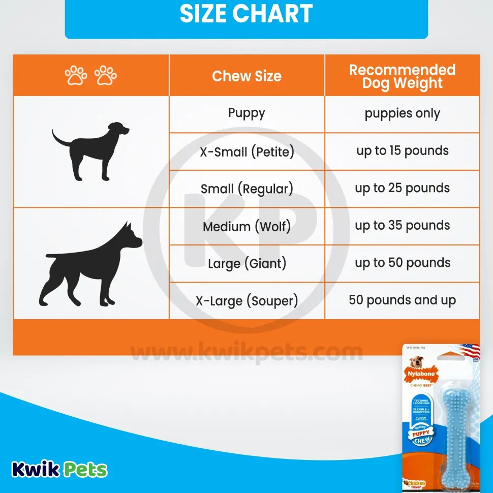 Nylabone Puppy Teething & Soothing Flexible Chew Toy Chicken Flavor Blue XS/Petite - Up To 15 lbs