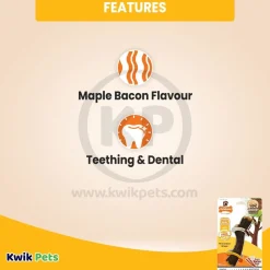 Nylabone Strong Chew Real Wood Dog Stick Toy Bacon Medium/Wolf - Up To 35 lbs
