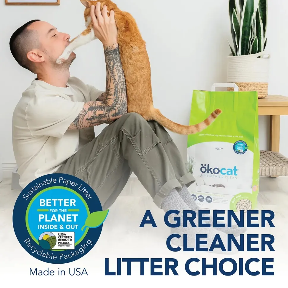 Okocat Dust Free Non-Clumping Paper Pellet Cat Litter 8-lb