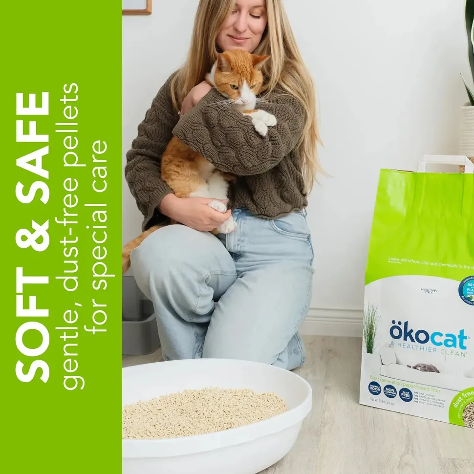 Okocat Dust Free Non-Clumping Paper Pellet Cat Litter 8-lb