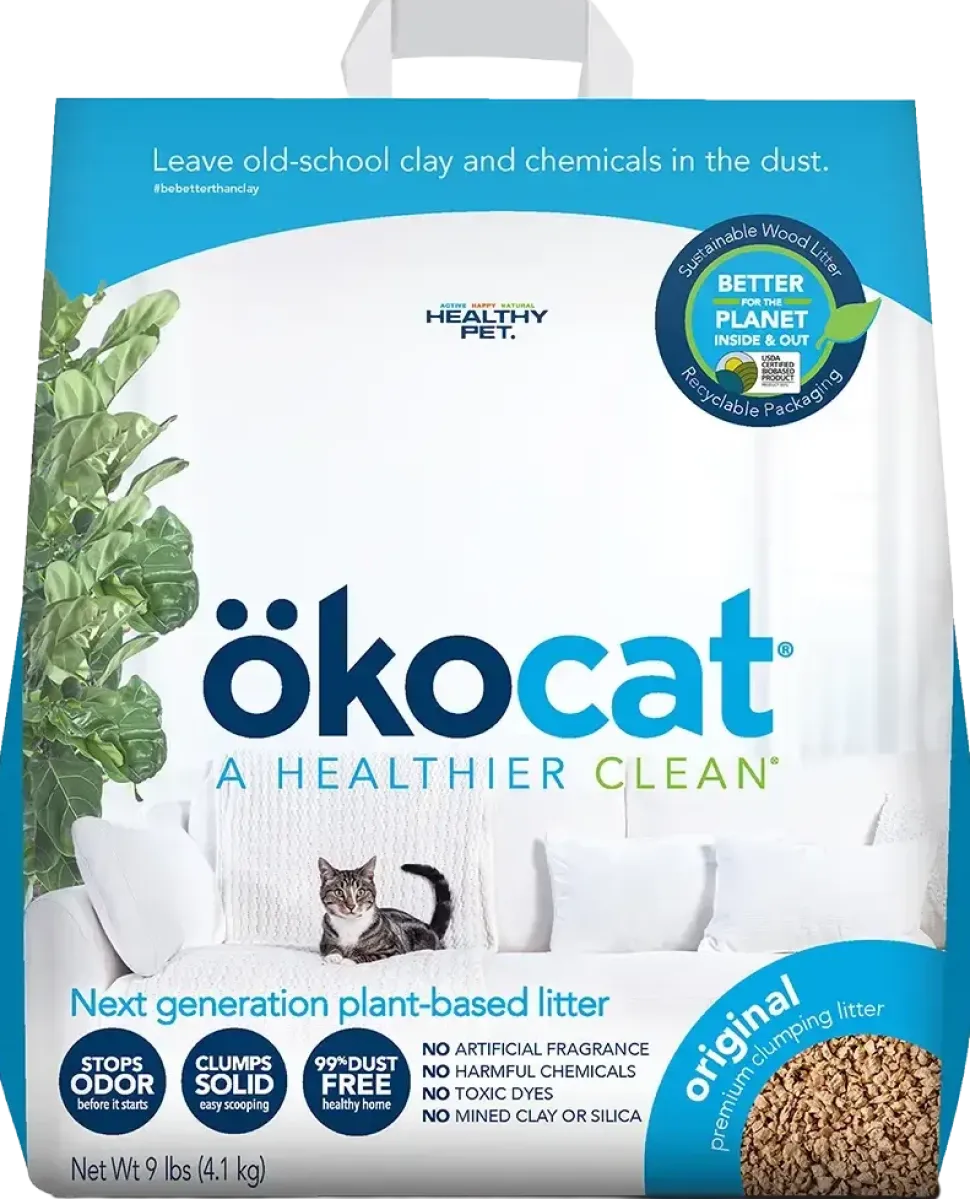 Okocat Original Premium Clumping Wood Cat Litter 9-lb