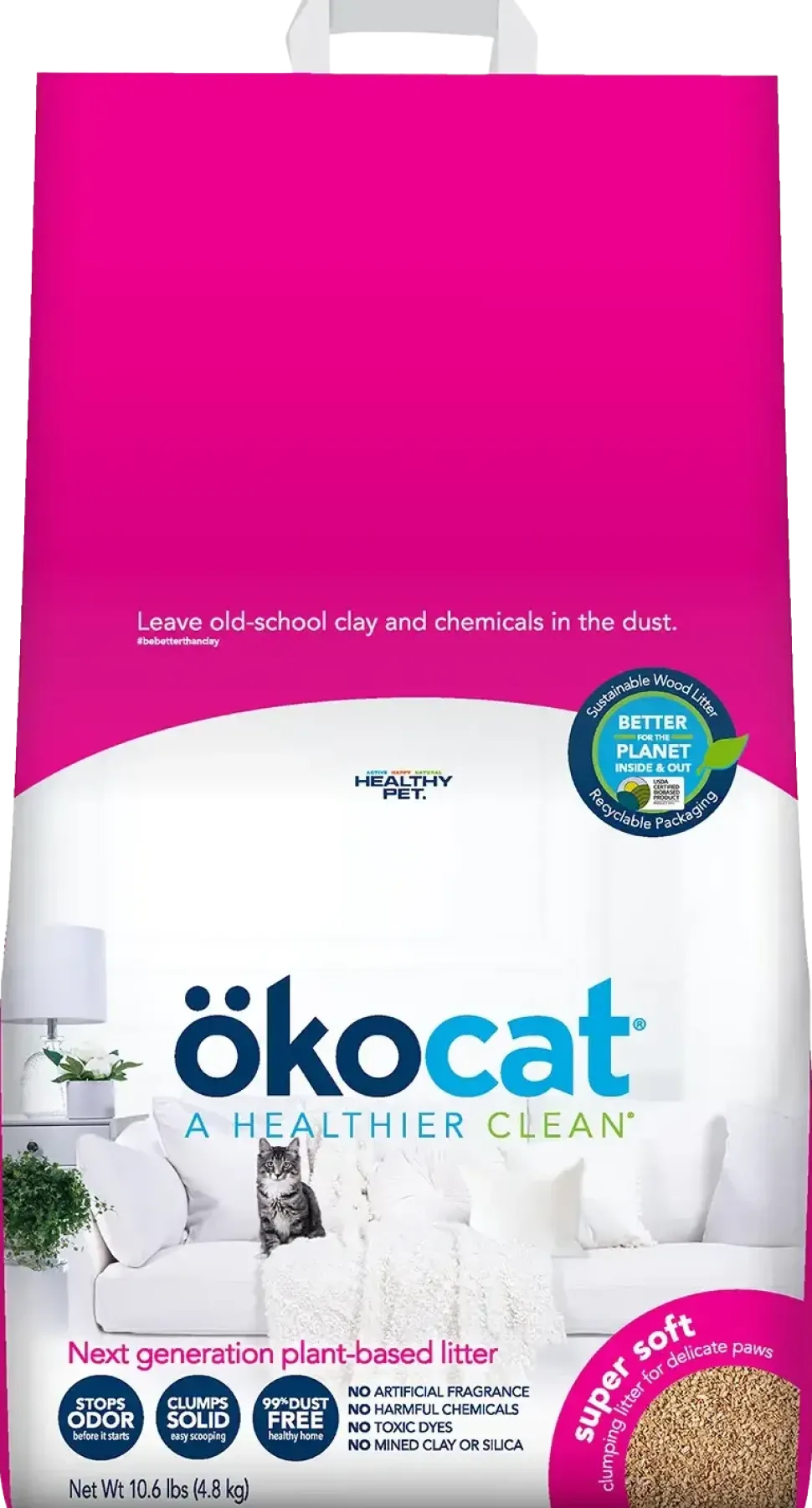 Okocat Super Soft Clumping Wood Cat Litter 10.6-lb