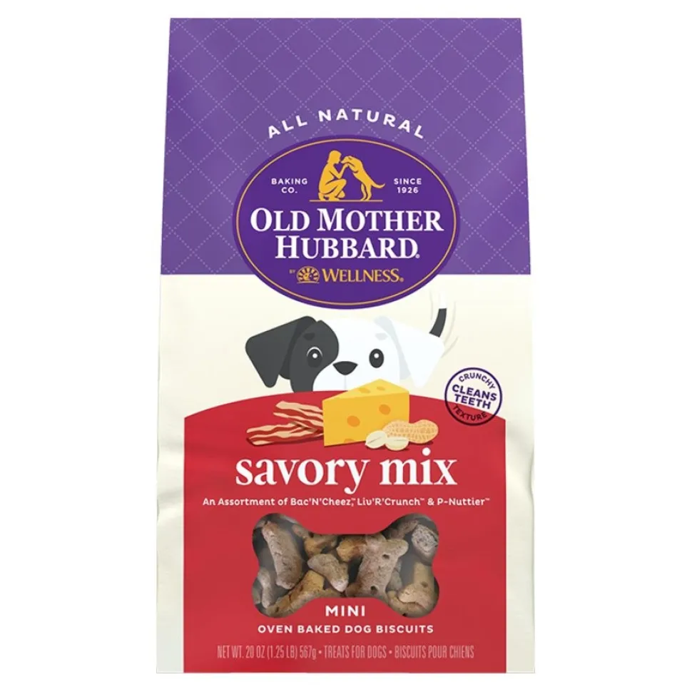 Old Mother Hubbard by Wellness Classic Savory Mix Natural Mini Oven-Baked Biscuits Dog Treats 20-oz