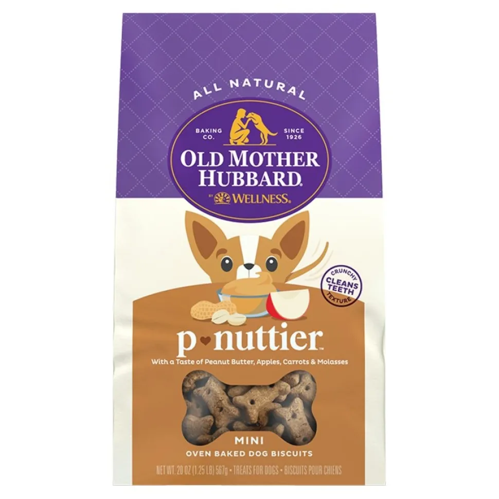 Old Mother Hubbard by Wellness Classic P-Nuttier Natural Mini Oven-Baked Biscuits Dog Treats 20-oz