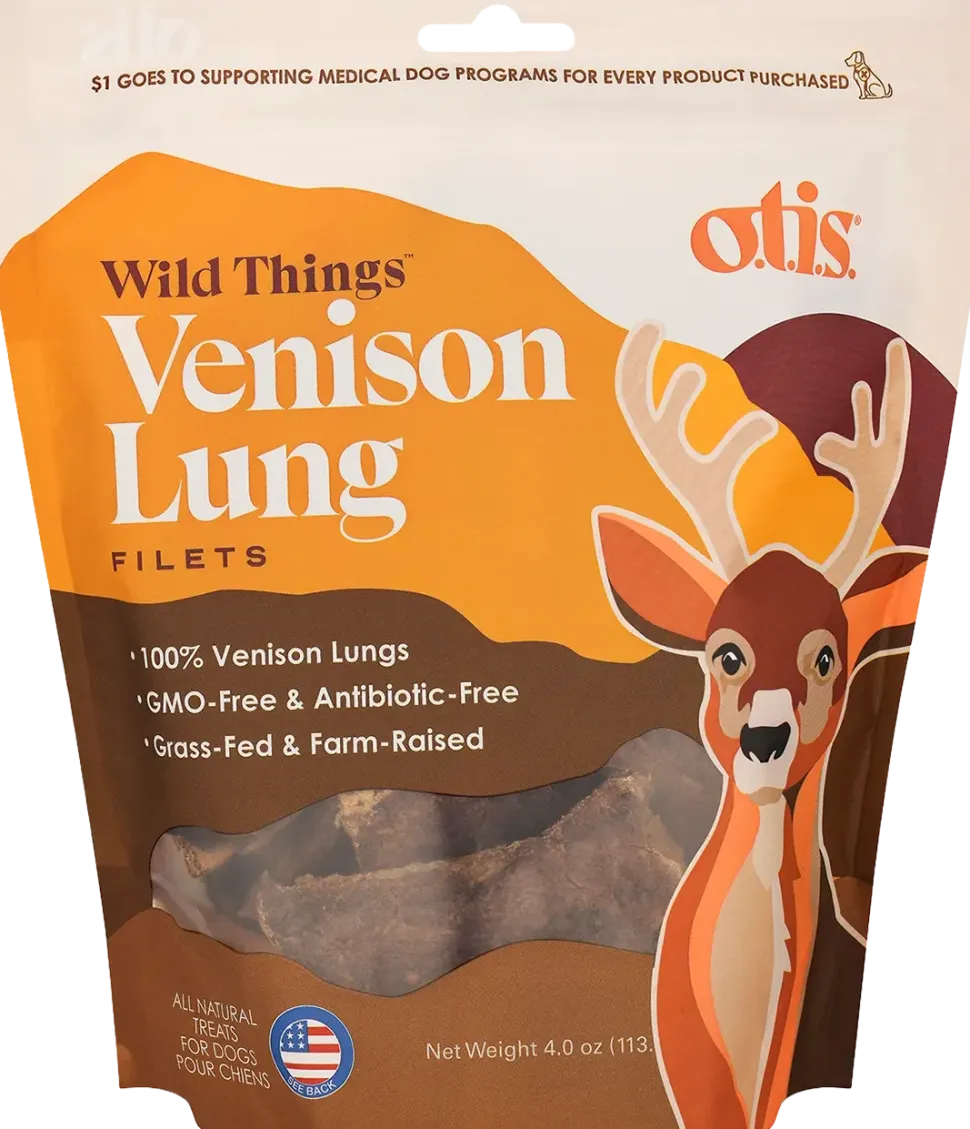 O.T.I.S. Wild Things Dog Treat Filets Venison Lung 4-oz