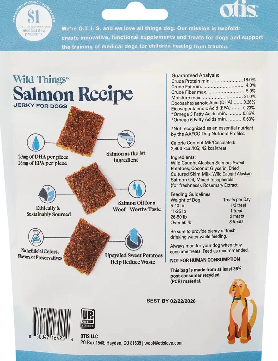 O.T.I.S. Wild Things Jerky Dog Treats Salmon Recipe 4-oz
