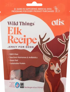 O.T.I.S. Wild Things Jerky Dog Treats Elk Recipe 4-oz