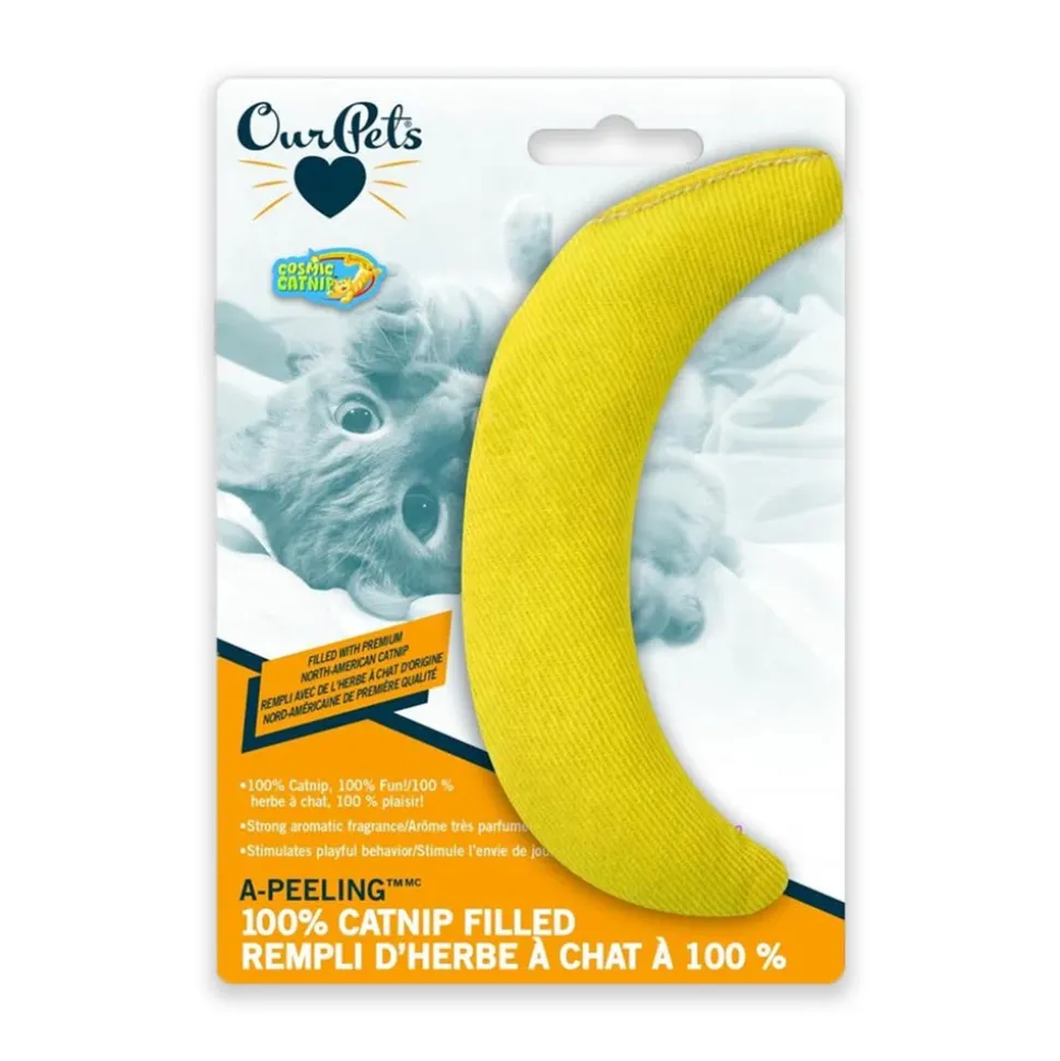 OurPets Cosmic Cat - Banana - A-peeling 100% Catnip Filled Cat Toy Yellow