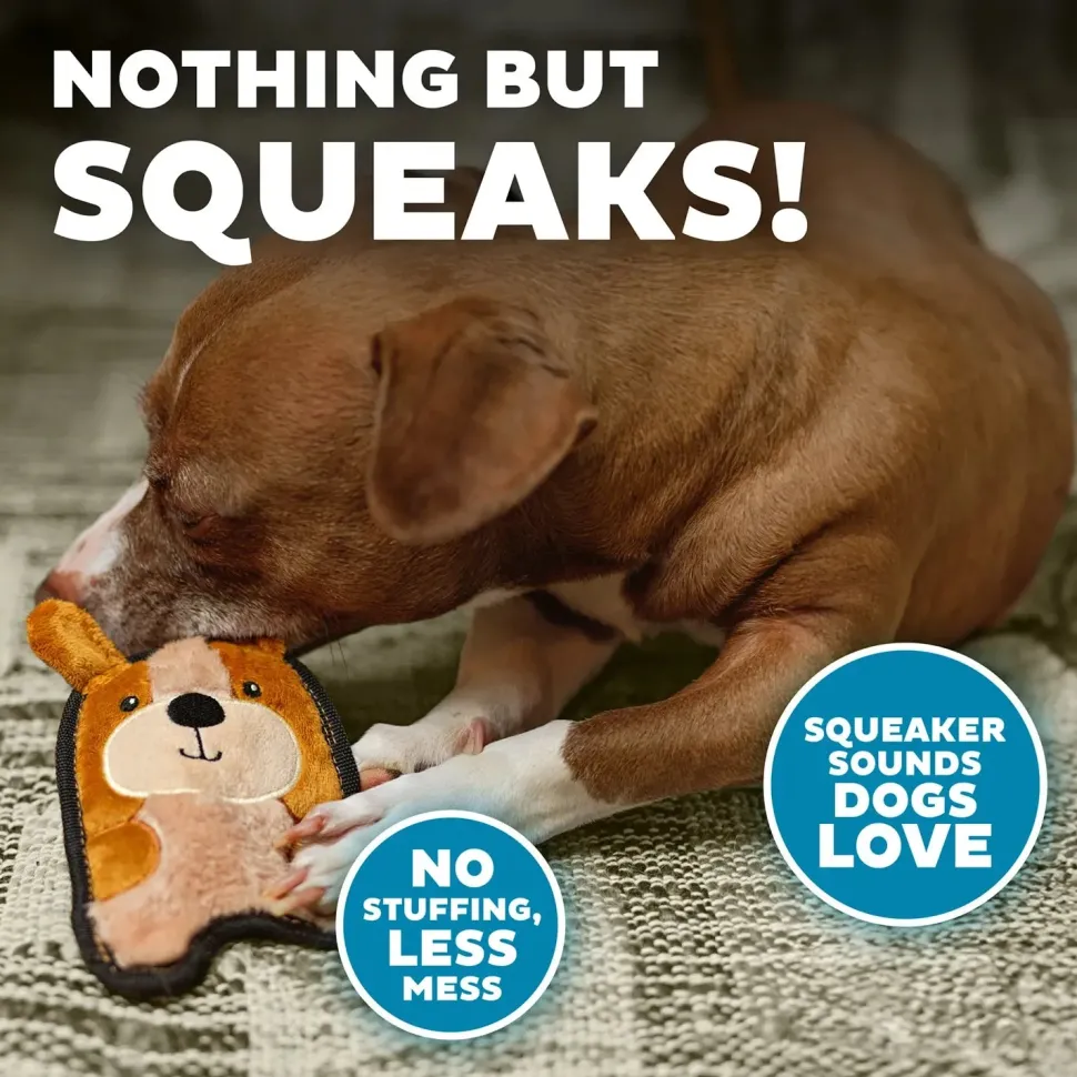 Outward Hound Durablez Puppy Squeaky Plush Dog Toy Brown Extra Small