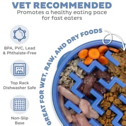 Outward Hound Fun Feeder Interactive Dog Bowl Slow Feeder Blue Large