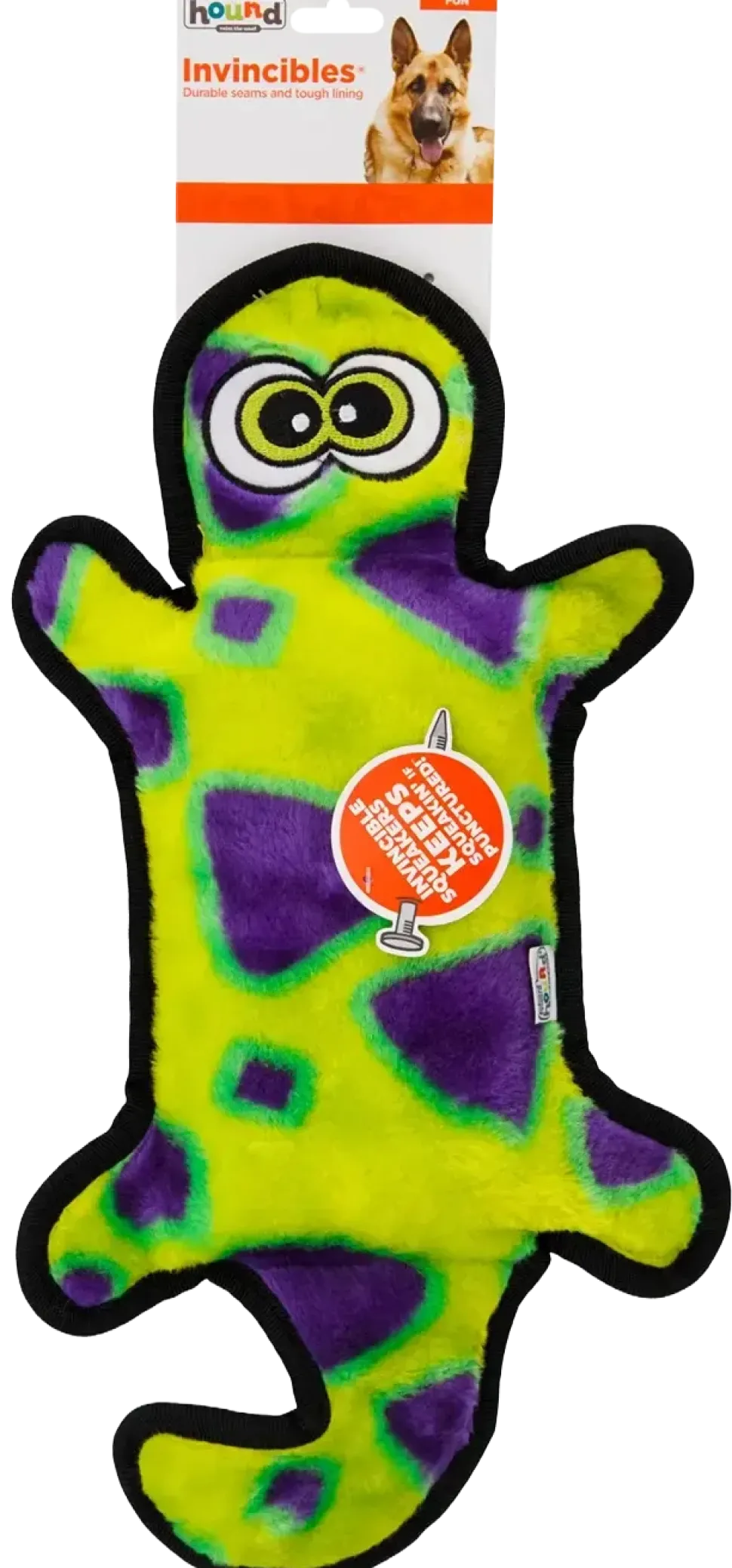 Outward Hound Invincibles Durablez Gecko Dog Toy Yellow & Green Large