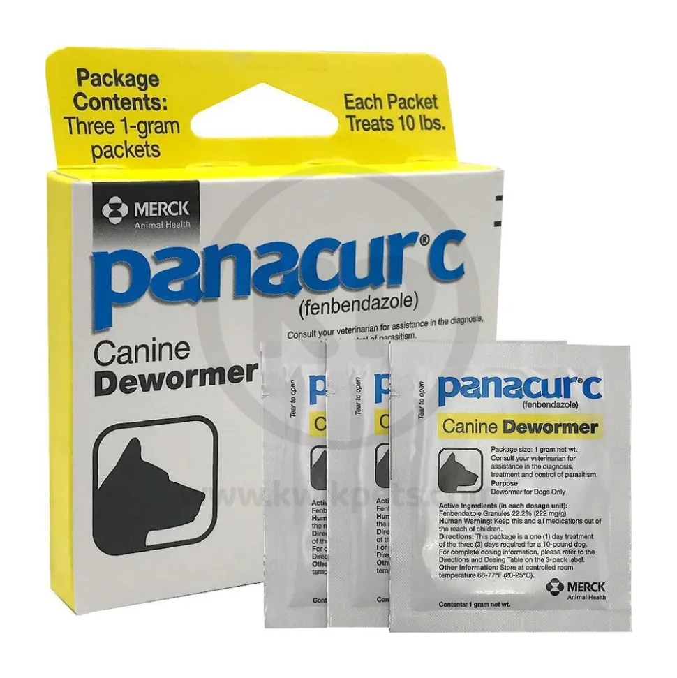 Panacur C Canine Dewormer Fenbendazole 1 Gram Pack for Dogs Up To 10 lbs 3 Count Yellow