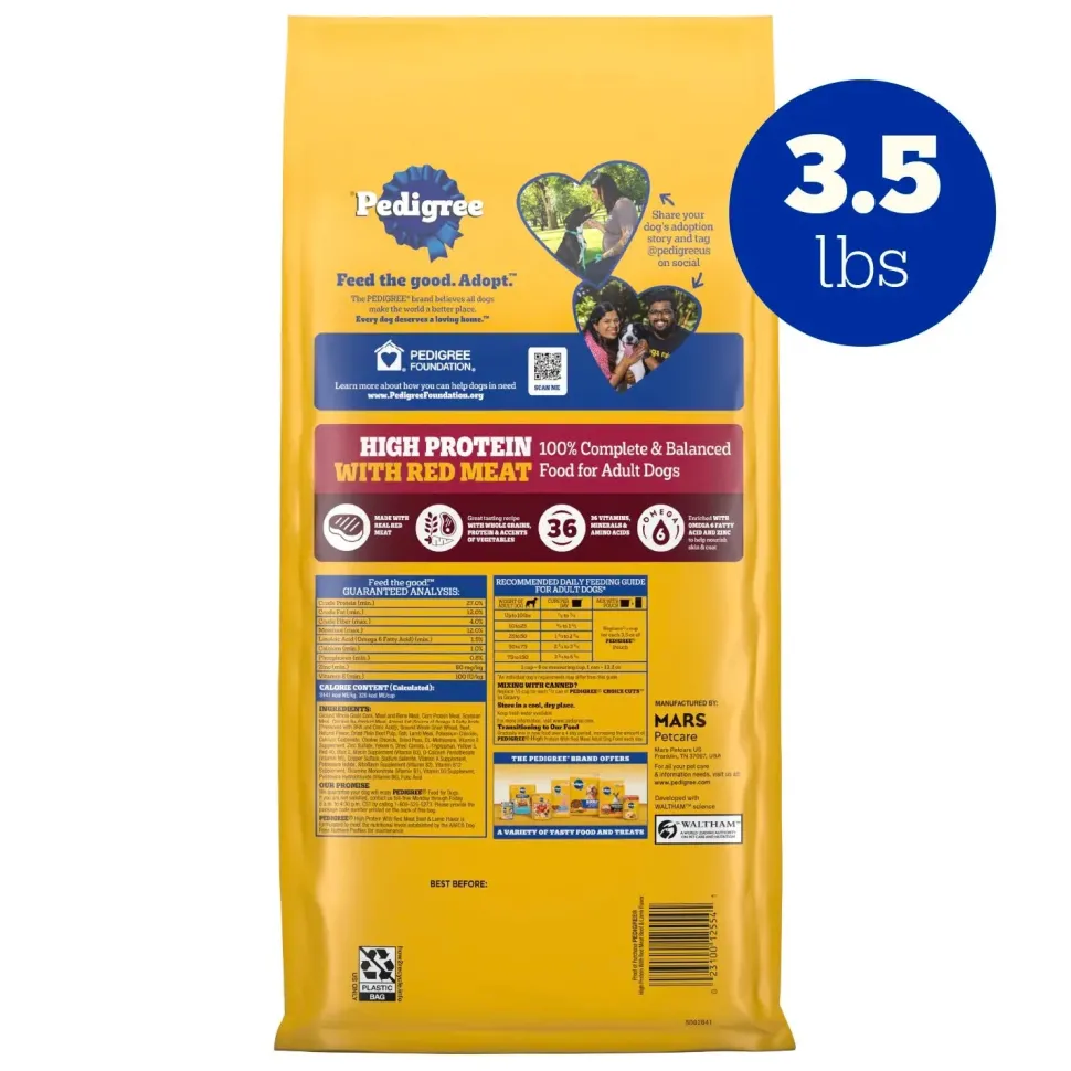 Pedigree High Protein Adult Dry Dog Food Beef & Lamb 3.5-lb