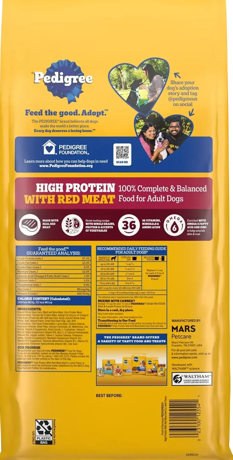 Pedigree High Protein Adult Dry Dog Food Beef & Lamb 3.5-lb