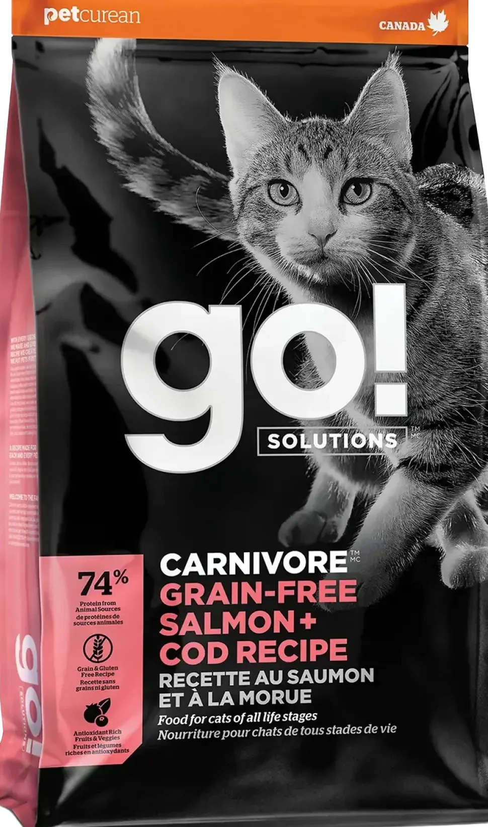 Petcurean Go! Solutions Carnivore Grain-Free Dry Cat Food Salmon & Cod 3-lb
