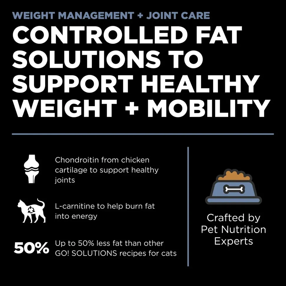 Petcurean Go! Solutions Weight Management & Joint Care Grain-Free Dry Cat Food Chicken 3-lb
