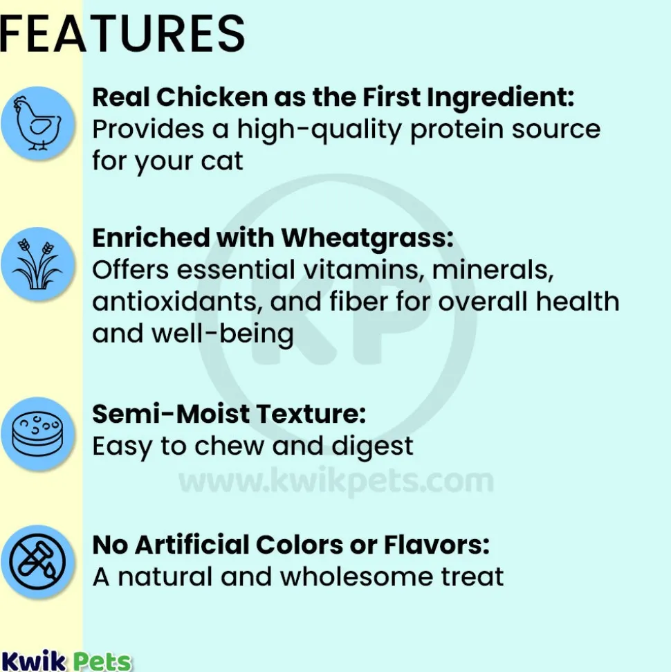 Pet Greens Cat Craves Semi-Moist Soft-Chew Cat Treats Chicken 3-oz