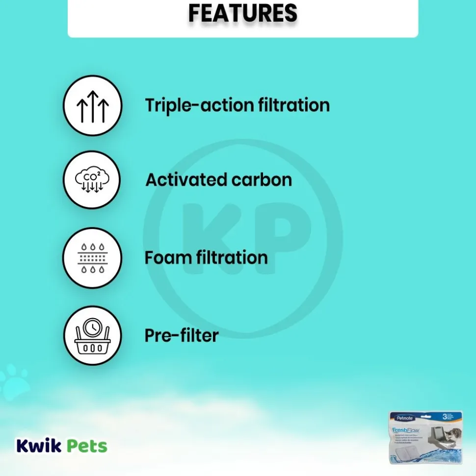 Petmate Fresh Flow Replacement Charcoal Filter 3 Pack