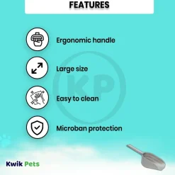 Petmate Pet Food Scoop with Microban Mason Silver Medium