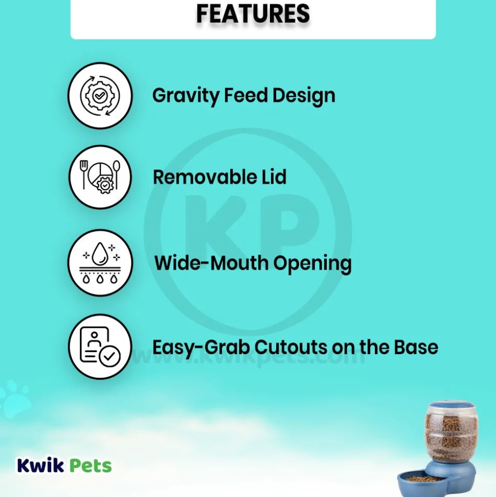 Petmate Replendish Automatic Dog & Cat Gravity Feeder with Microban Pearl Peacock Blue Small
