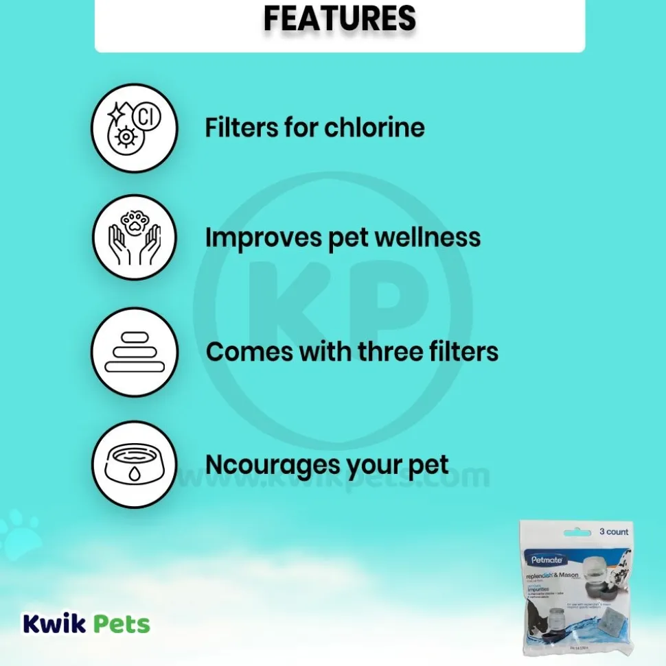 Petmate Replendish Charcoal Replacement Filter Grey 3 Count