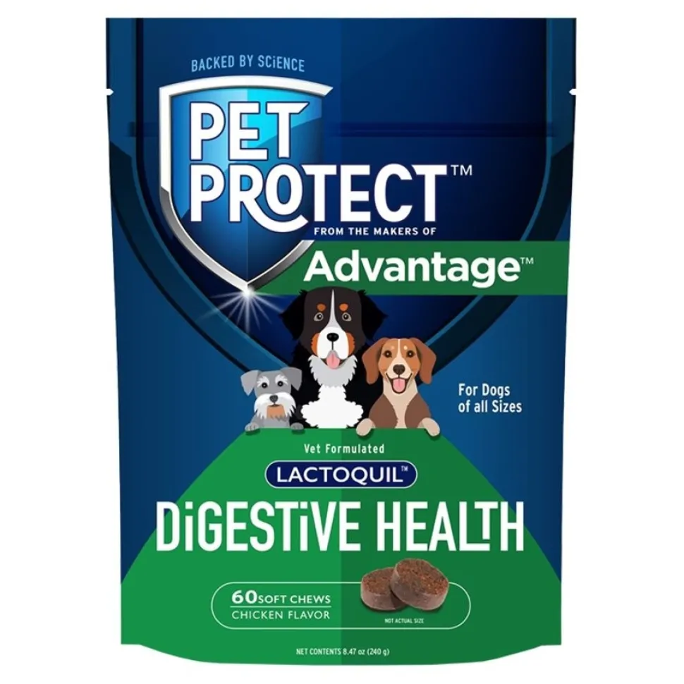 Pet Protect Lactoquil Digestive Health Soft Chews for Dogs Chicken 60 Count 8.47-oz