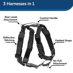 PetSafe 3-in-1 Reflective Dog Harness with Car Control Strap Black Large