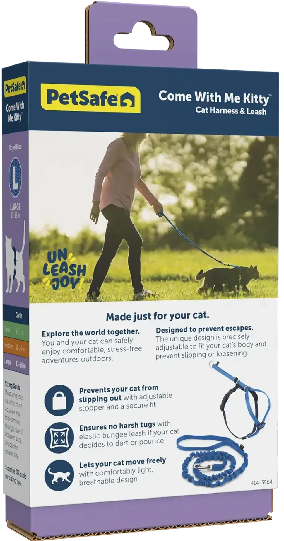 PetSafe Premier Come With Me Kitty Harness & Bungee Leash Combo Royal Blue/Navy Large