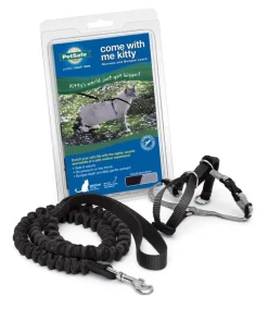 PetSafe Premier Come With Me Kitty Harness & Bungee Leash Combo Black/Silver Medium