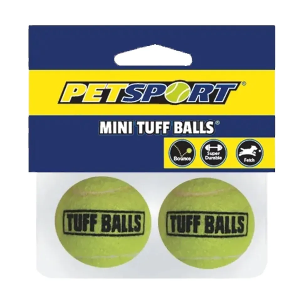 Petsport USA Mini Tuff Ball Dog Toy Yellow 2 Count 1.5-in