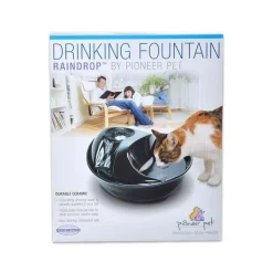 Pioneer Pet Raindrop Ceramic Dog & Cat Drinking Fountain Black 60-oz