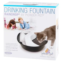 Pioneer Pet Raindrop Design Plastic Dog & Cat Drinking Fountain Black & White 60-oz