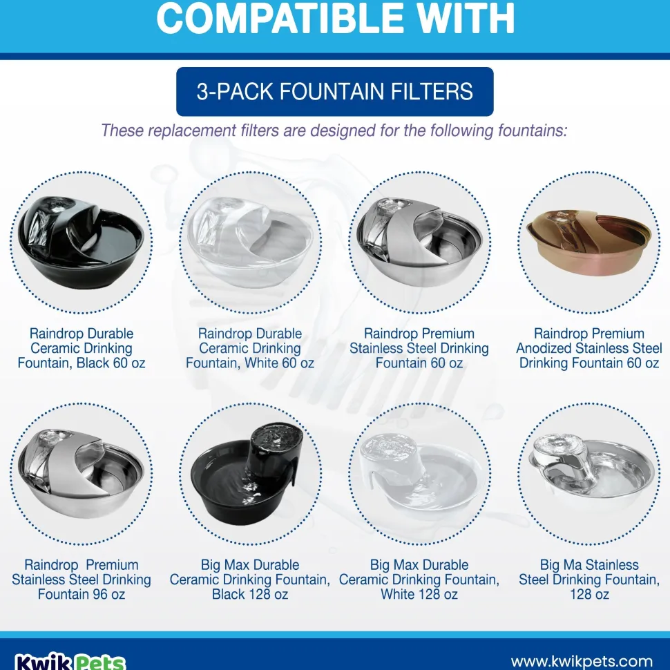 Pioneer Pet Replacement Filters for Dog & Cat Ceramic and Stainless Steel Fountains 4 Count