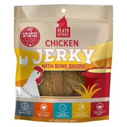 Plato Chicken Jerky with Bone Broth Dog Treats 7-oz