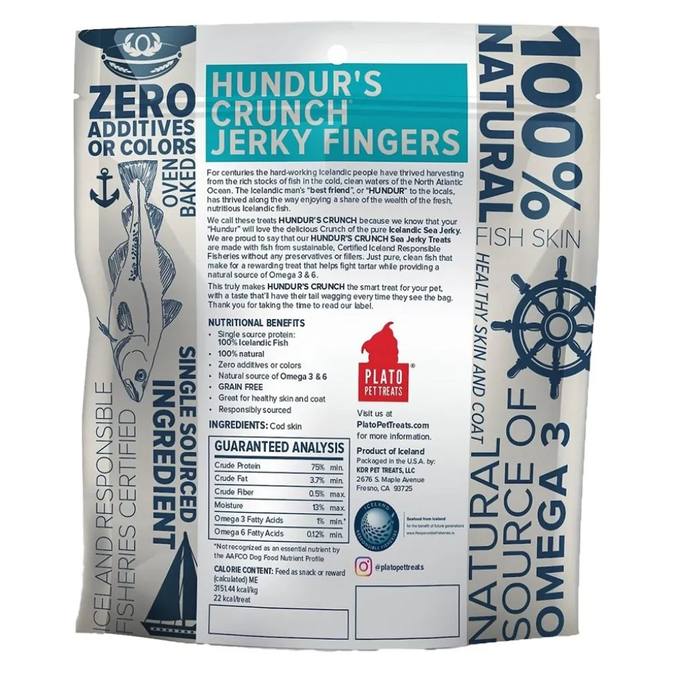 Plato Hundur's Crunch Jerky Fingers Fish Dog Treats 10-oz