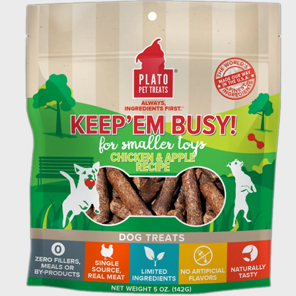 Plato Keep 'Em Busy Chicken & Apple Dog Treats Small 5-oz