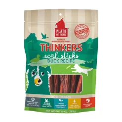 Plato Thinkers Real Sticks Duck Dog Treats 10-oz