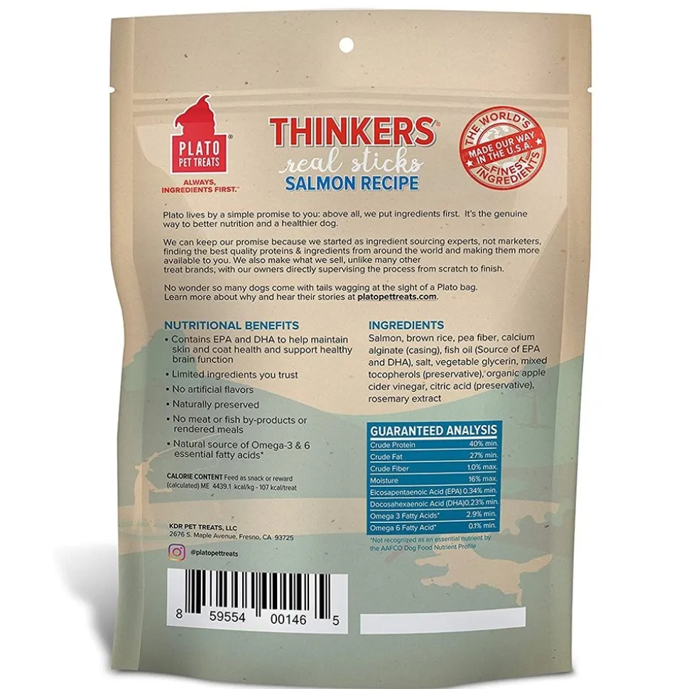 Plato Thinkers Real Sticks Salmon Dog Treats 10-oz