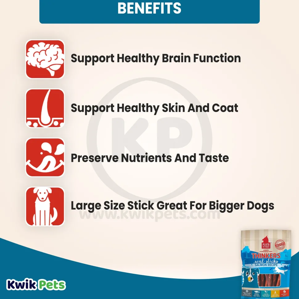 Plato Thinkers Real Sticks Salmon Dog Treats 10-oz