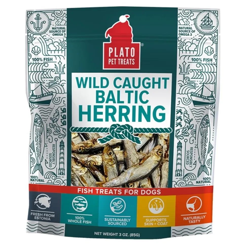 Plato Wild Caught Baltic Herring Fish Dog Treats 3-oz