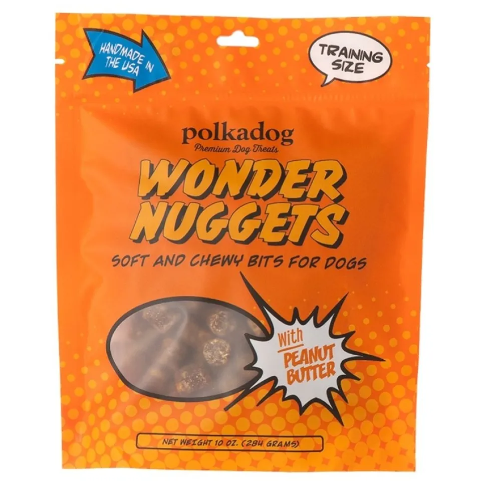 PolkaDog Bakery Wonder Nuggets Peanut Butter Soft Chewy Training Treats for Dogs & Cats 10-oz Pouch