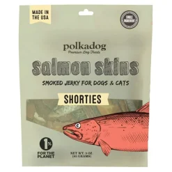 Polkadog Salmon Skins Shorties Smoked Jerky Dog & Cat Treats 3-oz