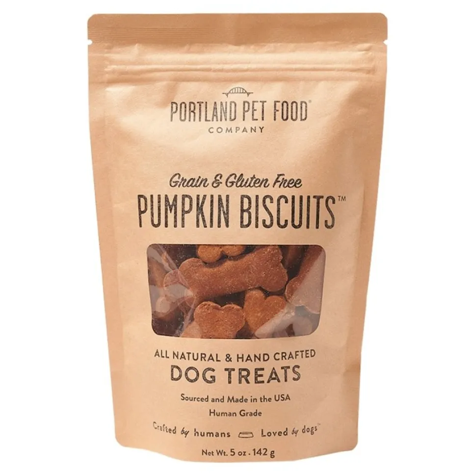 Portland Pet Food Company Grain & Gluten Free Pumpkin Biscuits Dog Treats 5-oz