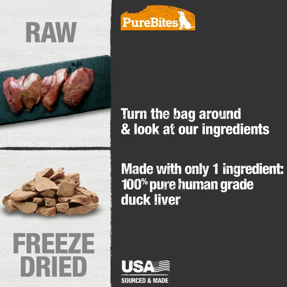 PureBites Duck Liver Freeze Dried Dog Treats 2.6-oz