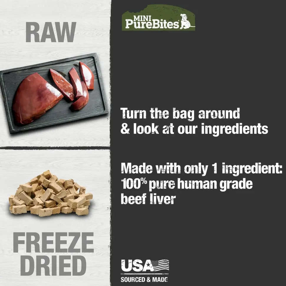 PureBites Mini-Trainers Beef Liver Freeze-Dried Pure Dog Treats 3-oz