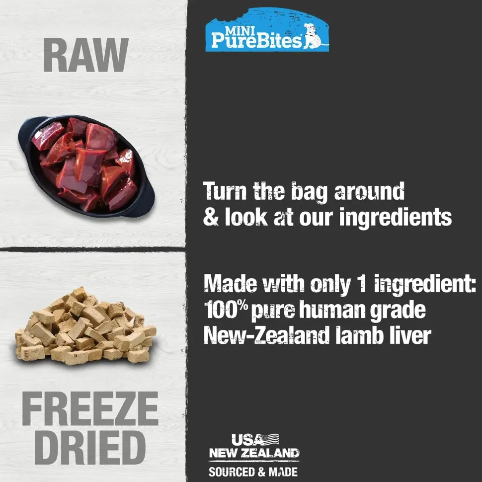 PureBites Mini-Trainers Lamb Liver Freeze-Dried Pure Dog Treats 2.4-oz
