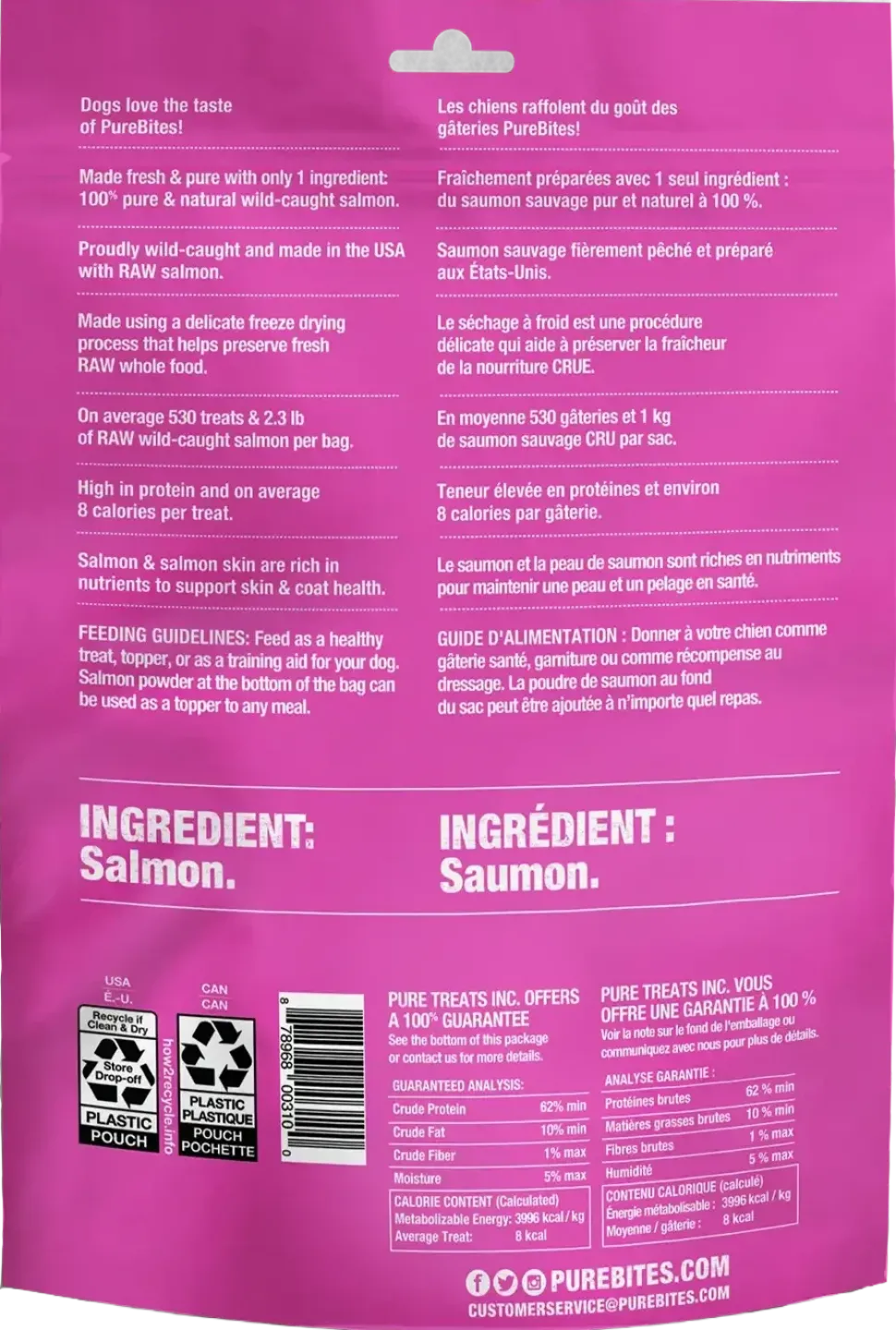 PureBites Salmon Freeze-Dried Pure Dog Treats 9.5-oz
