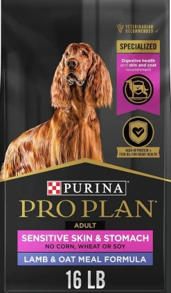 Purina Pro Plan Adult Sensitive Skin & Stomach Dry Dog Food Lamb & Oat Meal Formula 16-lb