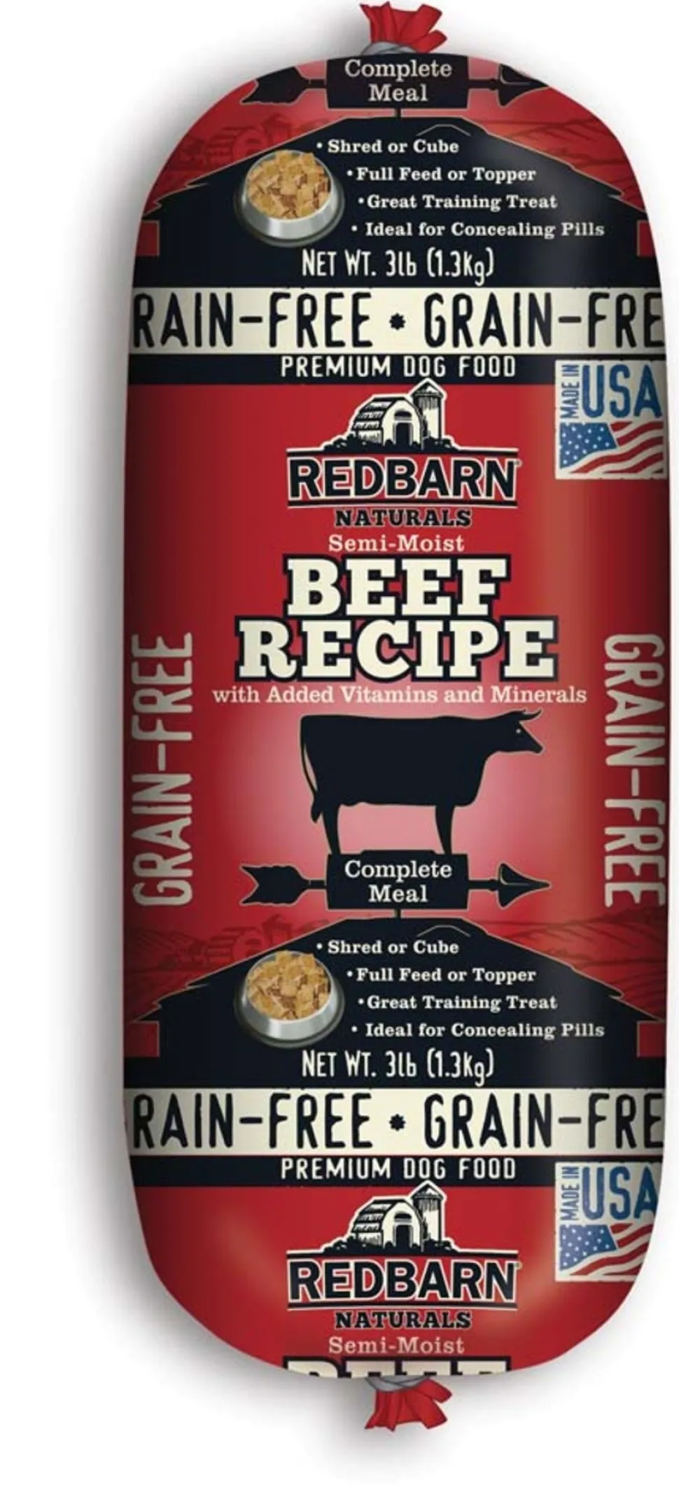 Redbarn Grain-Free Dog Food Roll Beef Recipe 3-lb
